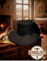 Medieval leather hat model Flanders, black color