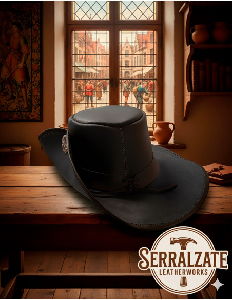 Medieval leather hat model Flanders,...