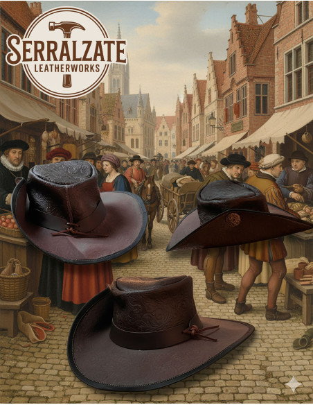 Medieval leather hat Deluxe model...