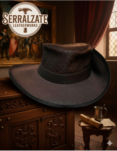 Medieval leather hat Deluxe model...