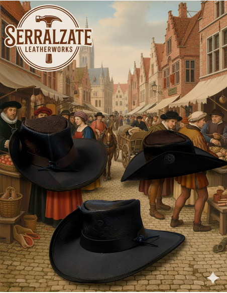 Medieval leather hat Deluxe model...