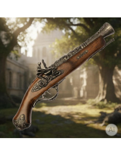 Blued French flintlock pistol, 17th century 2