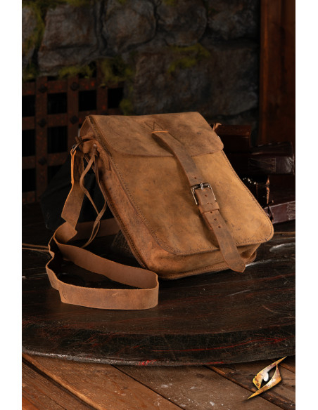 Medieval travel bag in leather, light...