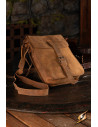 Medieval travel bag in leather, light brown color