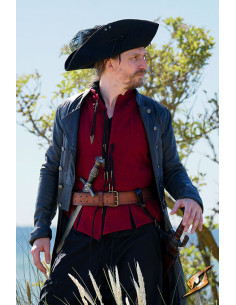 Pirate belt in leather, Hunter model, brown color 2