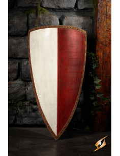 Two-tone medieval shield for LARP, Heater model, white-red