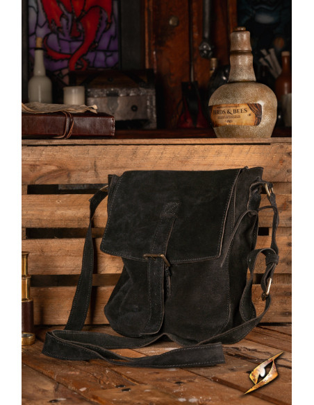 Medieval suede crossbody bag, black...