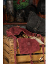 Medieval suede leather shoulder bag, burgundy color