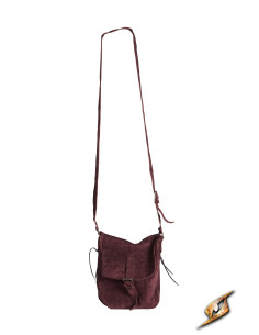 Medieval suede leather shoulder bag, burgundy color 2