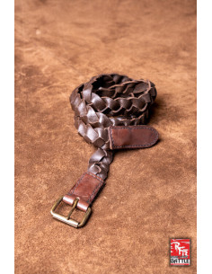 Medieval braided leather belt model Squire, brown color