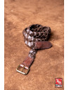 Medieval braided leather belt model Squire, brown color