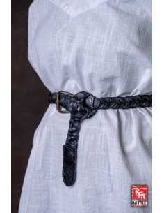Medieval braided leather belt model Squire, black color 2