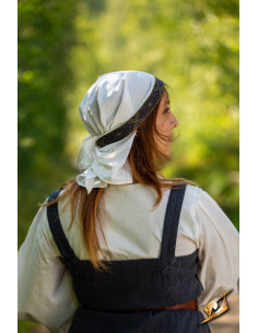 Medieval fabric scarf model Estrid, white color 2
