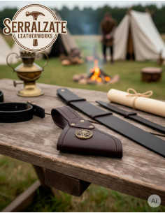 Medieval leather baldric for sword hanging, brown 2