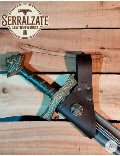 Medieval leather baldric for sword hanging, brown