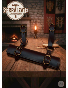 Adjustable sword holder for belt, dark brown