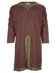 Men's Viking Tunic in cotton, model Norgaard, brown color