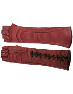 Fingerless medieval gloves in leather, Gillian model,...