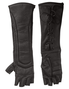 Medieval fingerless gloves in leather model Gillian,...