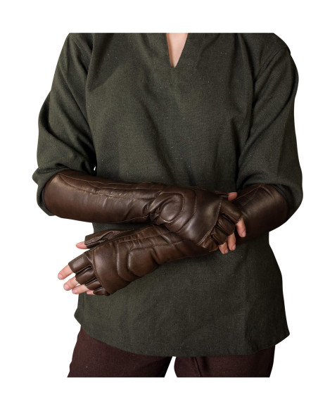 Fingerless medieval gloves in leather...