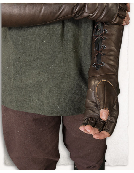 Fingerless medieval gloves in leather...