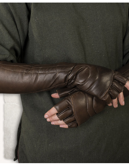 Fingerless medieval gloves in leather...