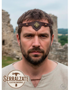 Medieval rhombus tiara with leaves, brown 2