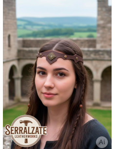 Medieval rhombus tiara with leaves, brown