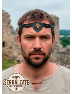 Medieval rhombus tiara with leaves, black 2