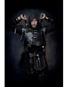 Suede jacket with black leather plates model Rasmus 2