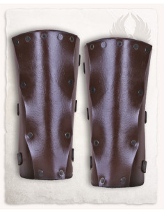 Medieval leather bracelets model Rasmus, brown color