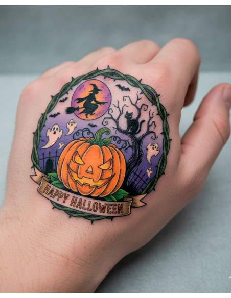 Temporary Halloween-themed tattoo