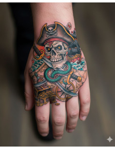 Colorful Pirate Themed Temporary Tattoo 2