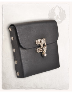 Medieval leather bag model Gero, black color