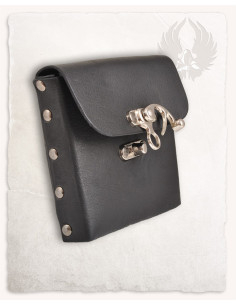 Medieval leather bag model Gero, black color 2