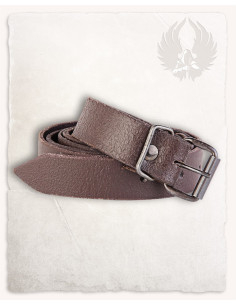 Fine medieval belt in leather model Doran, brown color