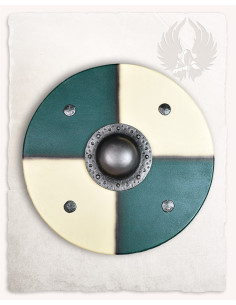 Viking round shield for LARP model Rorrik, green-white