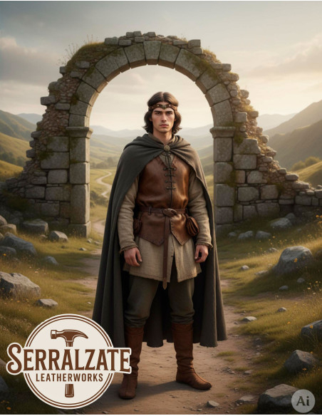 Medieval leather wheel tiara, brown