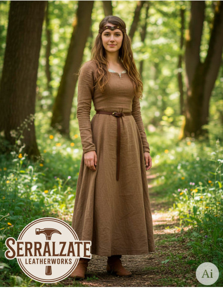 Medieval leather wheel tiara, brown