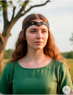 Medieval leather crown with wheel, black