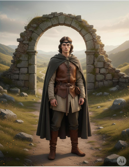 Medieval leather crown with wheel, black