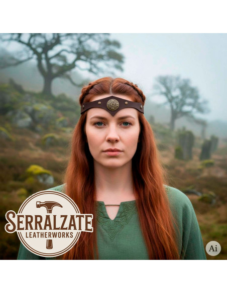 Celtic Storm Tiara in Brown Leather