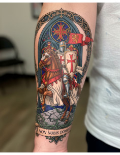 Temporary Templar-themed tattoo, in color 2