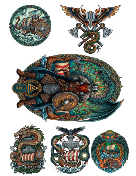 Temporary Viking Theme Tattoo, in color Temporary Viking Theme Tattoo, in color