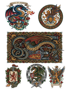 Temporary Medieval Theme Tattoo, in color