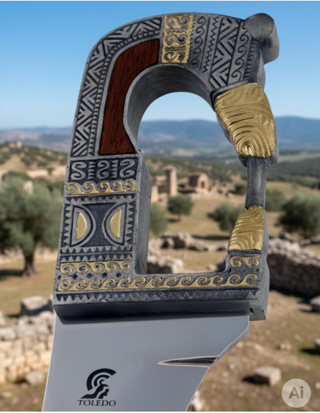 Decorated Iberian falcata, 64 cms.