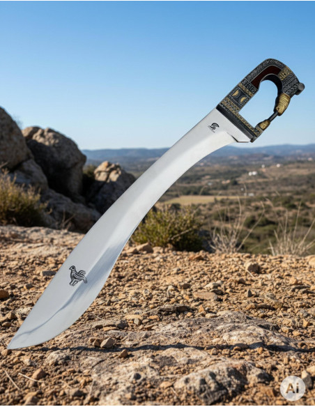 Decorated Iberian falcata, 64 cms.