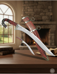Falcata Dragon with knife and sheath