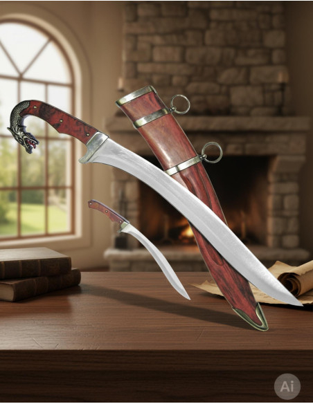 Falcata Dragon with knife and sheath