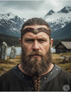 Viking tiara with Celtic knots and sea waves in brown 2